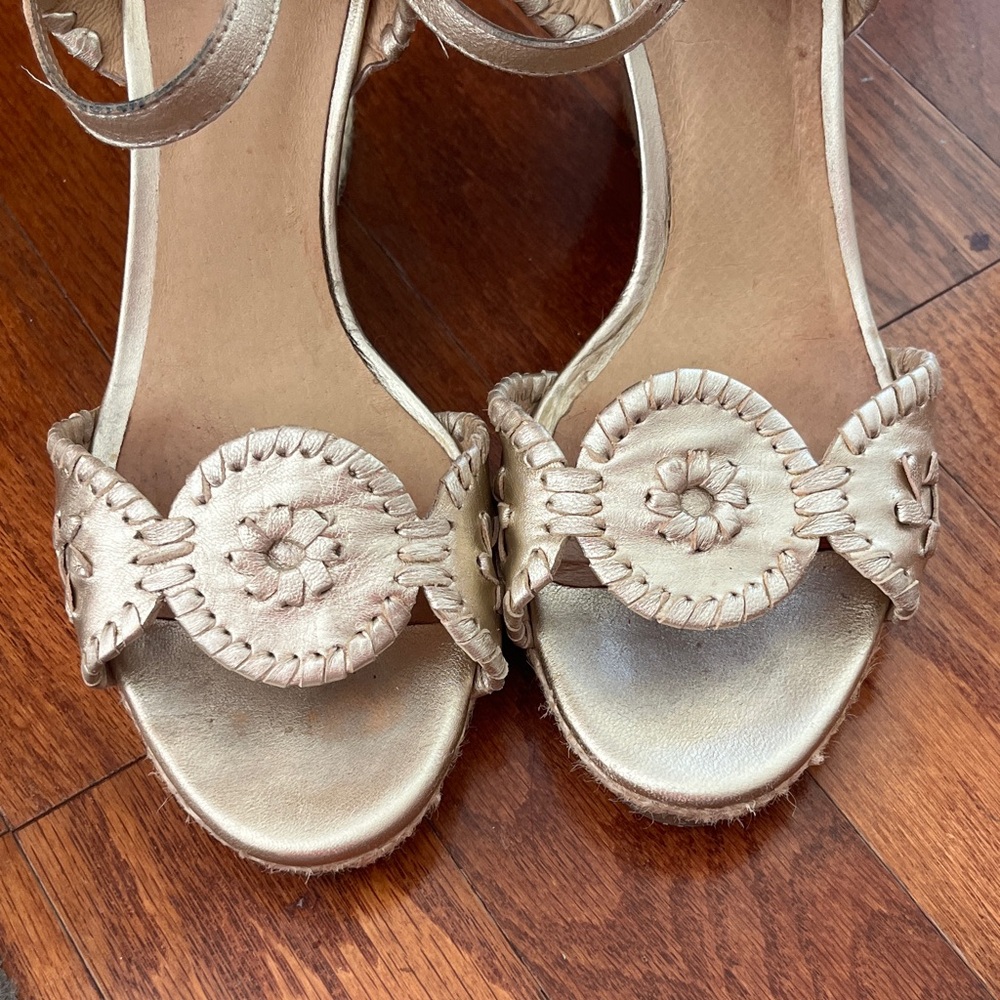 Jack Rogers Gold Wedge Sandals - Picture 3 of 11